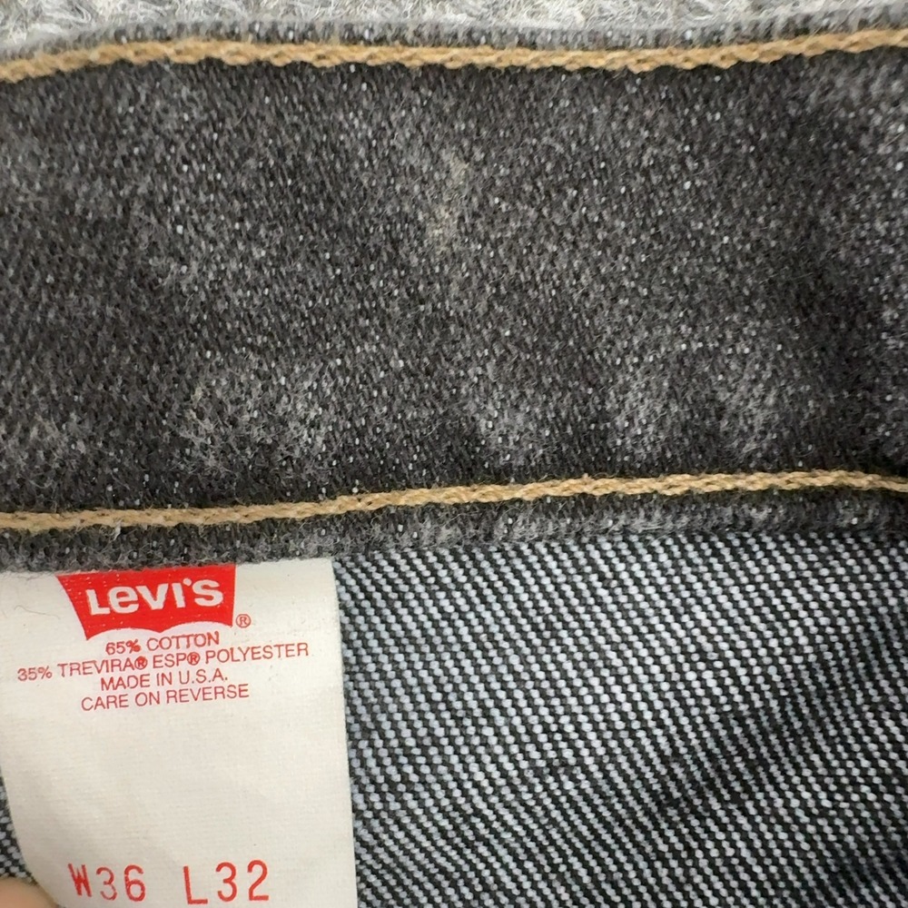 Vintage Levis 517 Jeans Mens 36 Black Cotton Poly Orange Tab Bootcut Raw Hem 90s - Picture 4 of 9
